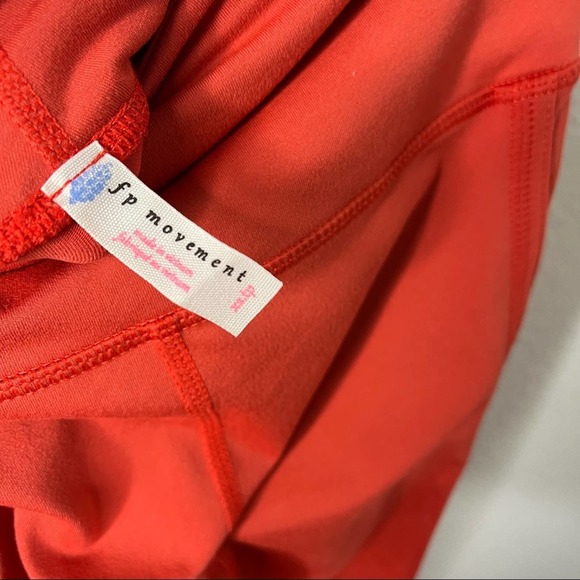 Free People Movement Coral Red Side Cutout High Waist Leggings Active Workout XS - Picture 9 of 10
